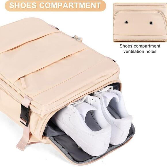 Boutique Beige Cream Travel Multi Compartment Carry‎ On Backpack main image 12